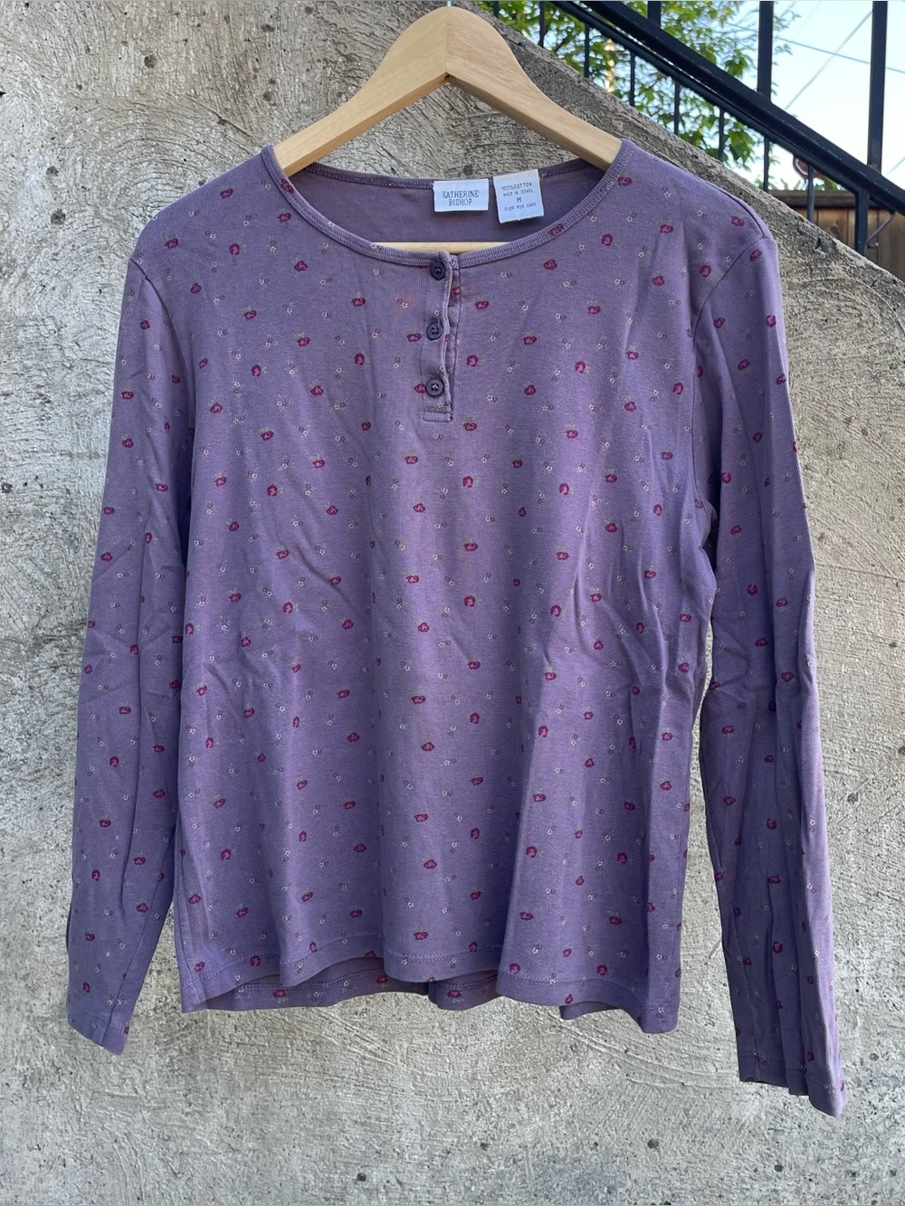 Purple floral Katherine Bishop long sleeved shirt size medium